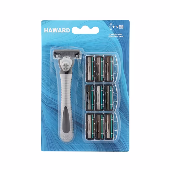 Customized Rubber Handle Razor 3 Blade Shaving Razor Private Label Package Three Blades Razor