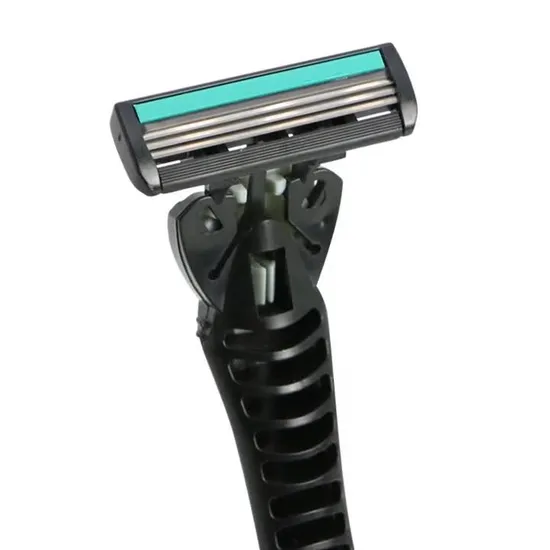 Customized Rubber Handle Razor 3 Blade Shaving Razor Private Label Package Three Blades Razor