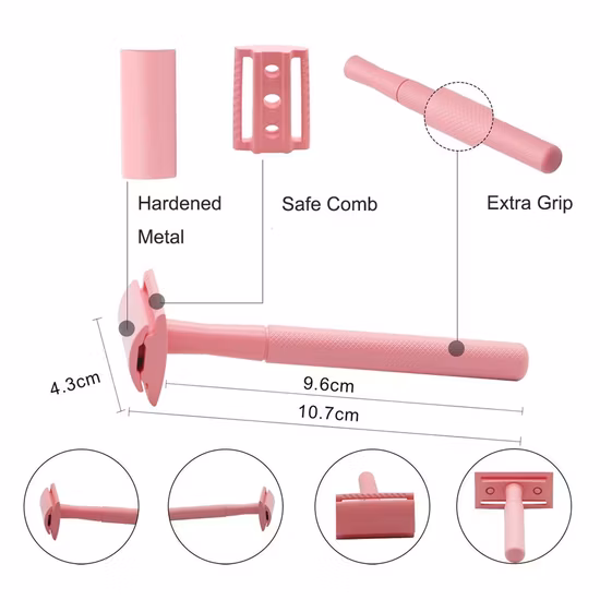 Rasoir de sécurité réutilisable en métal de plusieurs couleurs pour femmes et hommes